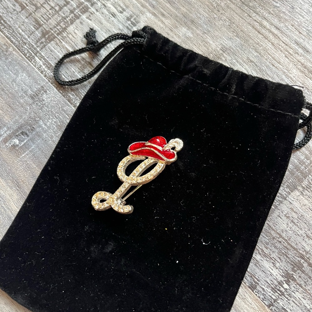 Red and Gold Rhinestone Brooch - Picture 2 of 3